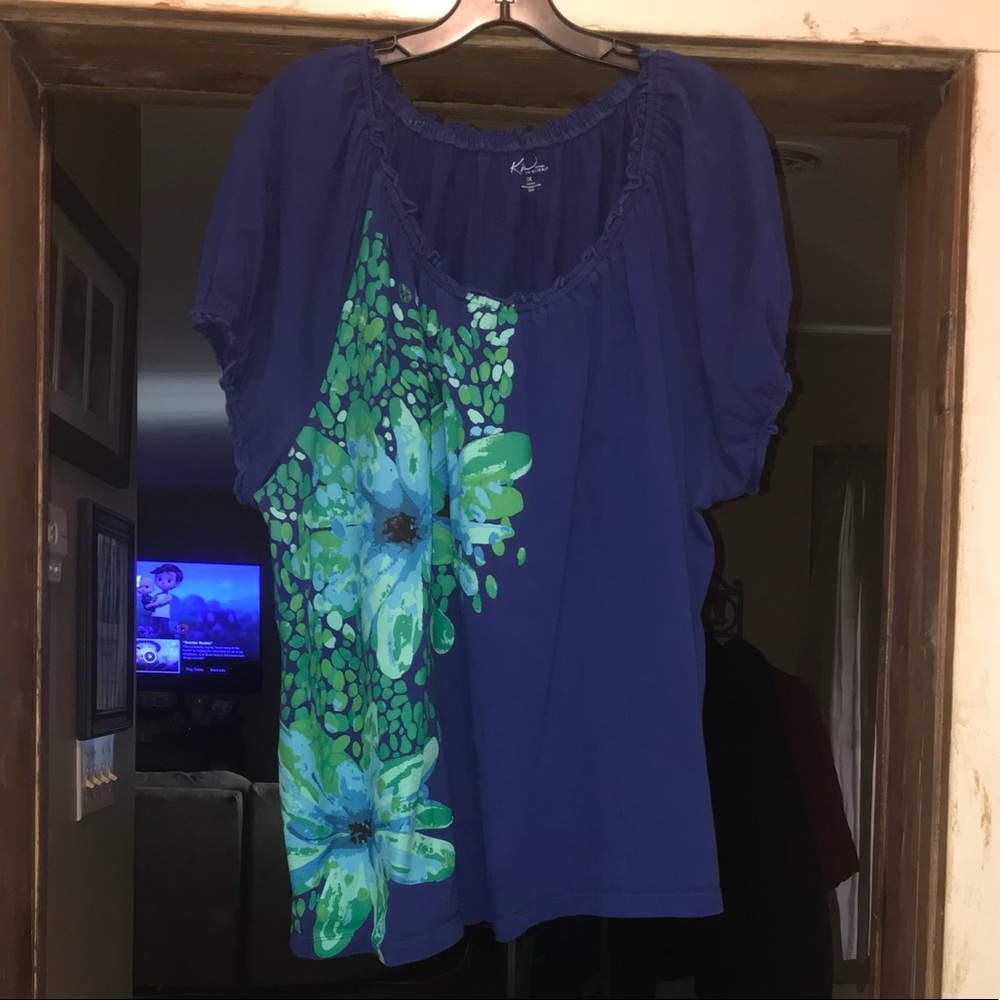 Blue peasant Style top size 2X